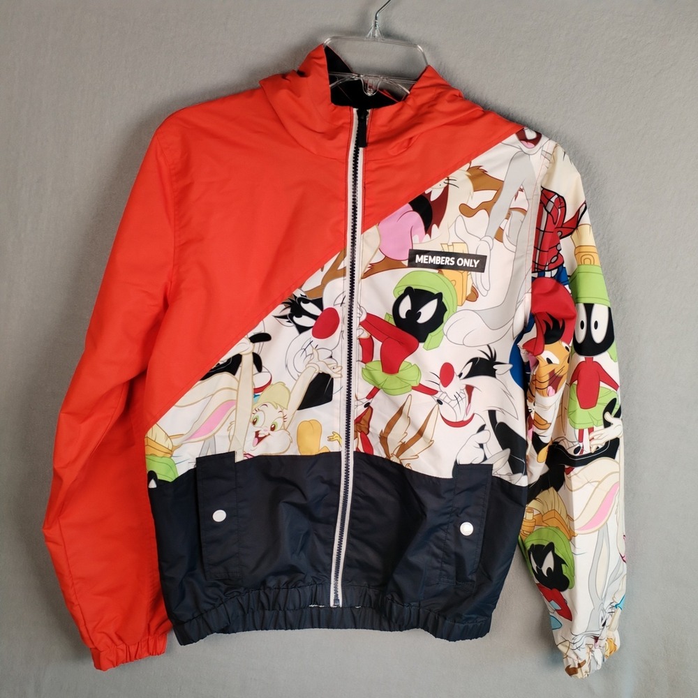 Members Only Looney Tunes Windbreaker Jacket Size 18 Kids/Youth Marvin‎ Martian